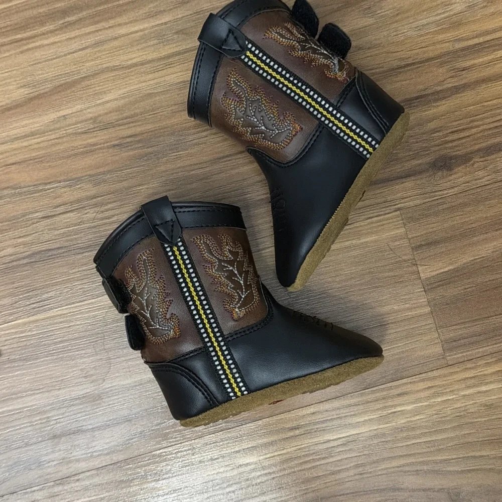 New Lil Boot Barn Baby Boys Sz 2 Western Cowboy Boots Blazin Poppet Suede